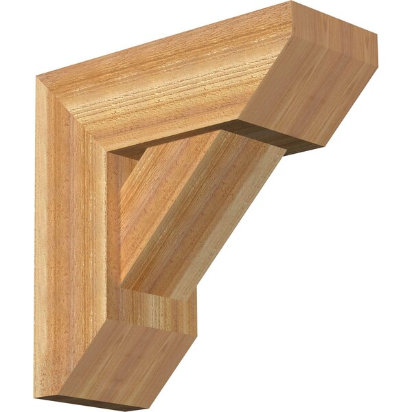 Ekena Millwork Traditional Slat Rough Sawn Bracket w/ Offset Brace, Western Red Cedar, 8"W x 20"D x 20"H BKT0806X20X20TRA06RWR - main